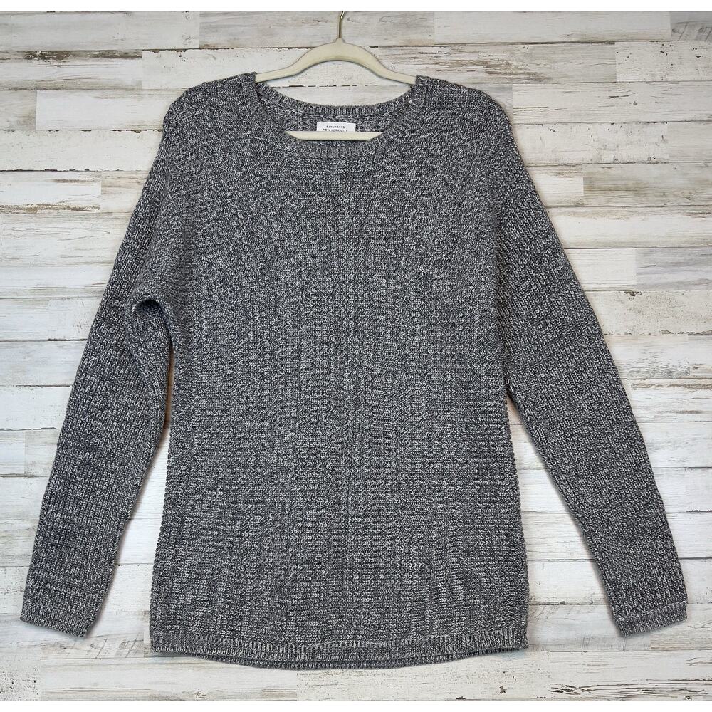 Saturdays NYC Gray Cotton Cashmere Knit Sweater Women’s Small Crewneck Pullover